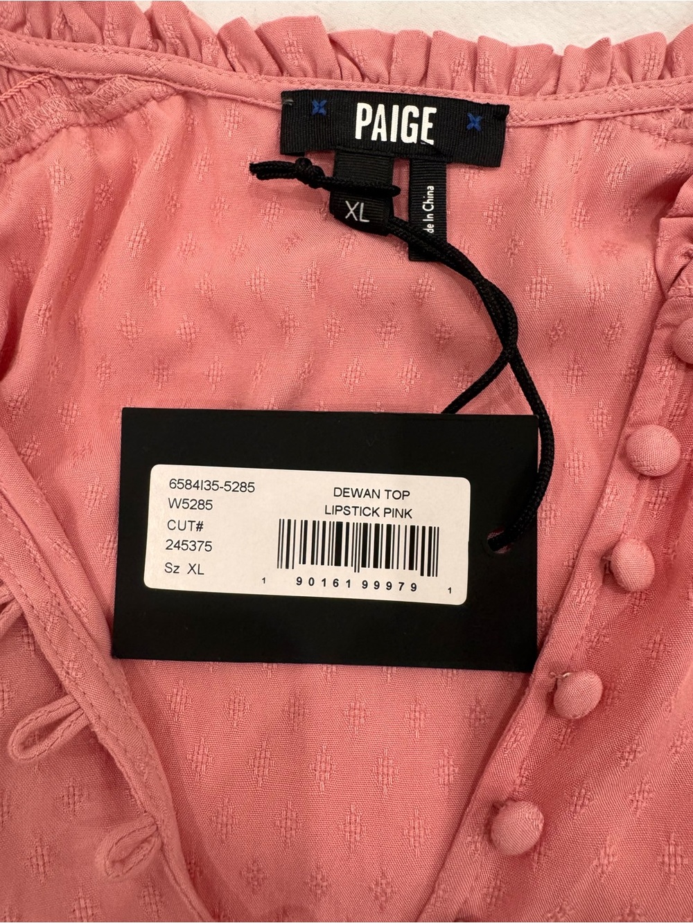PAIGE Dusty Rose V-Neck Flutter Sleeve Blouse - Picture 8 of 9